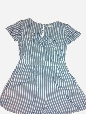 Hollister Blue & White Striped Tie-Front Romper - Size Small